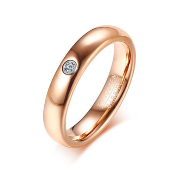 New Arrival 1 Pair 6mm 4mm Rose Gold Colour AAA CZ Crystal Tungsten Carbide Couples Wedding Rings for Women and Men - The Jewellery Supermarket